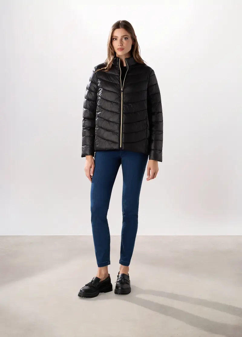 Giubbino Imbottito A Collo Alto Donna, Nero