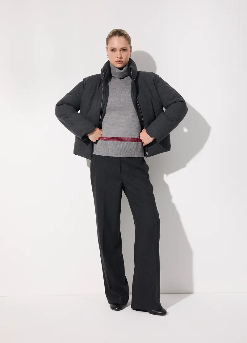 Giubbino Imbottito A Collo Alto Donna, Unisex, Grigio melange