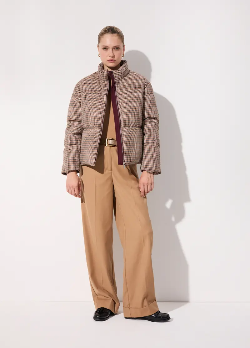 Giubbino Imbottito A Collo Alto Donna, Unisex, Marrone chiaro