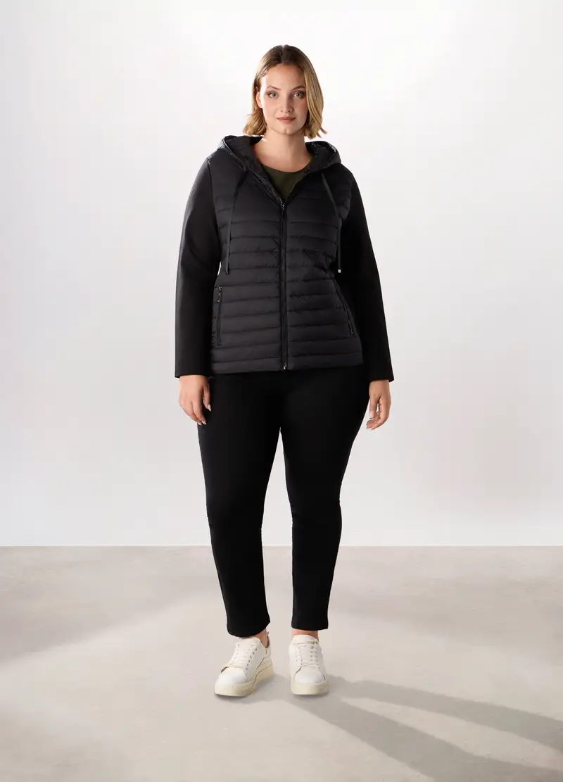 Giubbino Imbottito Cappuccio Donna Curvy, Nero