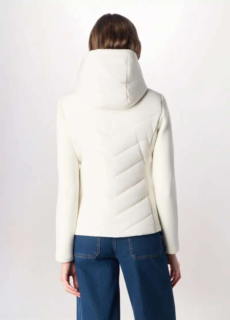 Giubbino Imbottito Con Cappuccio Donna, Bianco gesso miniatura 2