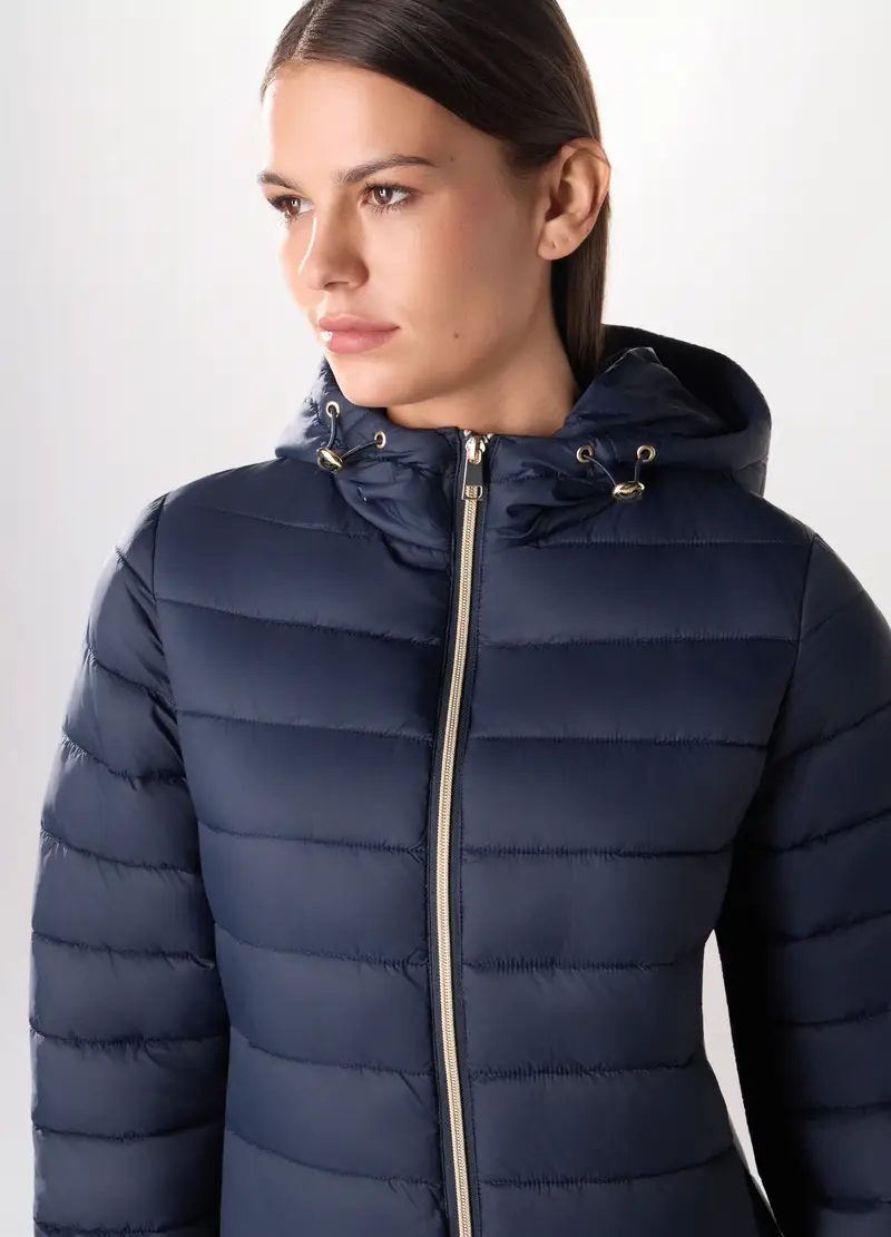 Giubbino Imbottito Con Cappuccio Donna, Blu navy miniatura 3