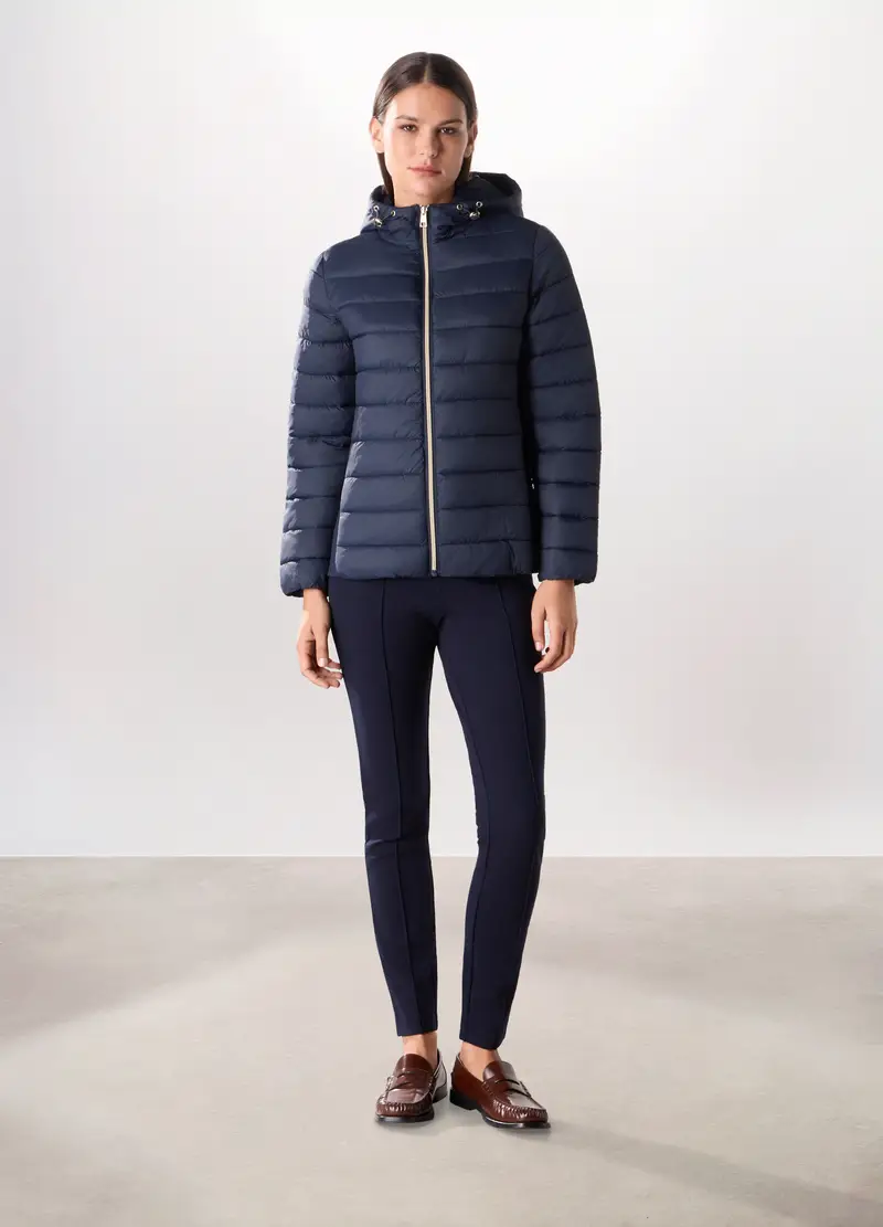 Giubbino Imbottito Con Cappuccio Donna, Blu navy