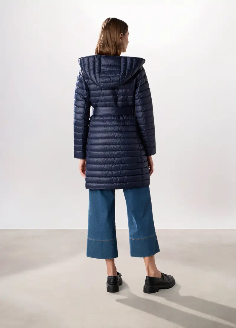 Giubbino Imbottito Con Cappuccio Donna, Blu navy miniatura 2