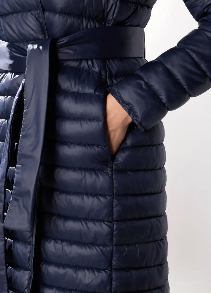 Giubbino Imbottito Con Cappuccio Donna, Blu navy miniatura 3