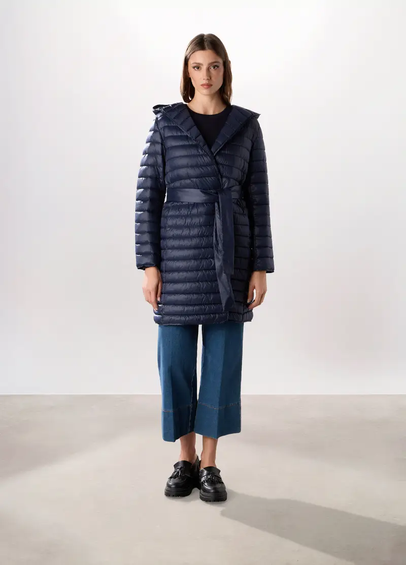 Giubbino Imbottito Con Cappuccio Donna, Blu navy