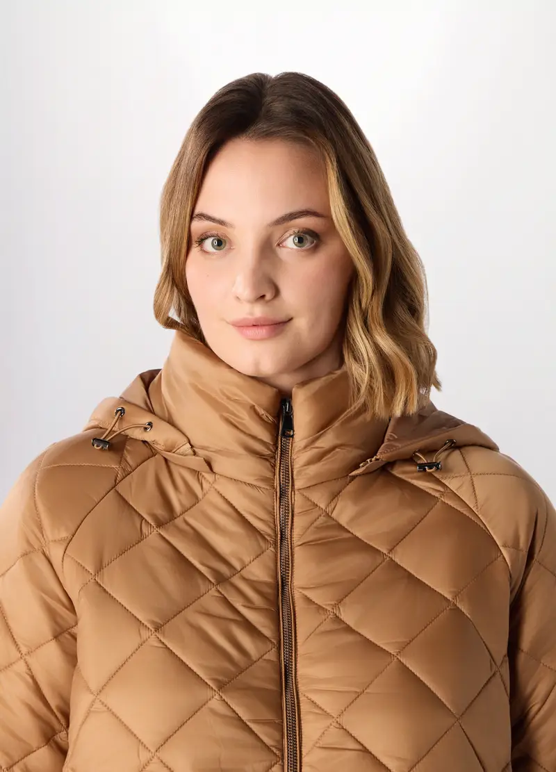 Giubbino Imbottito Con Cappuccio Donna Curvy, Arancione chiaro miniatura 3