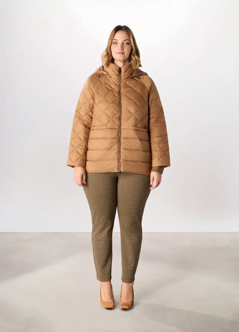 Giubbino Imbottito Con Cappuccio Donna Curvy, Arancione chiaro