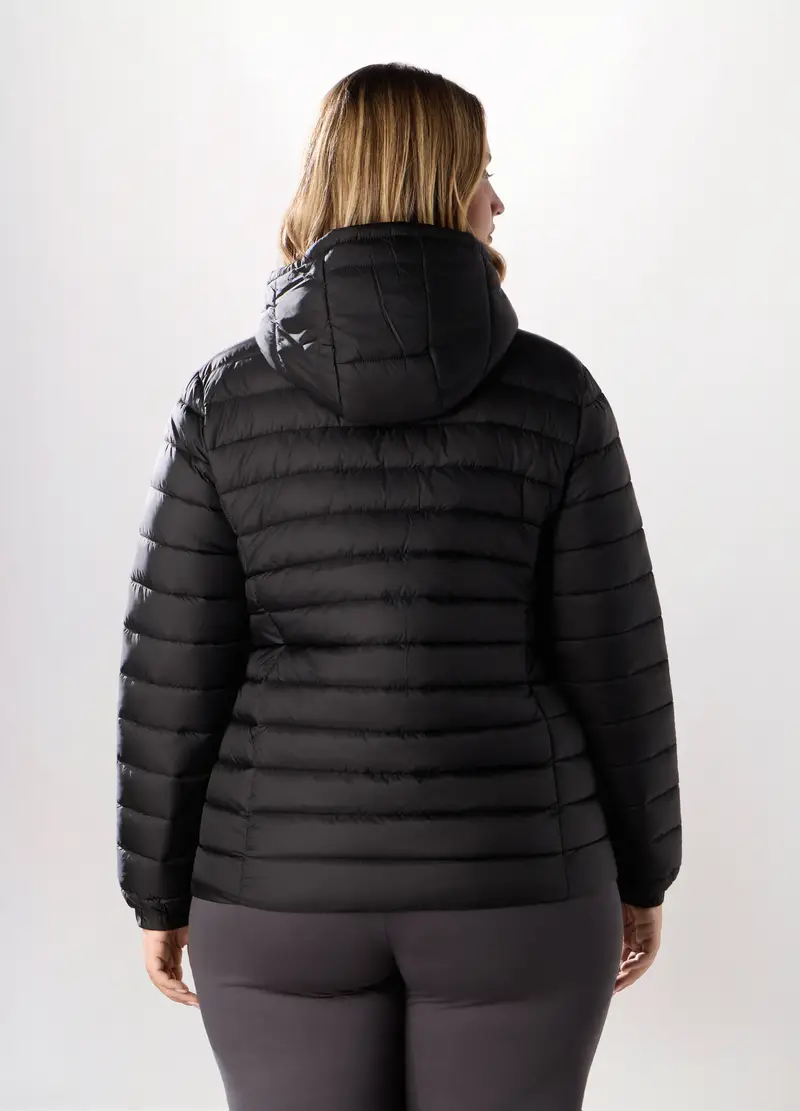 Giubbino Imbottito Con Cappuccio Donna Curvy, Nero miniatura 2