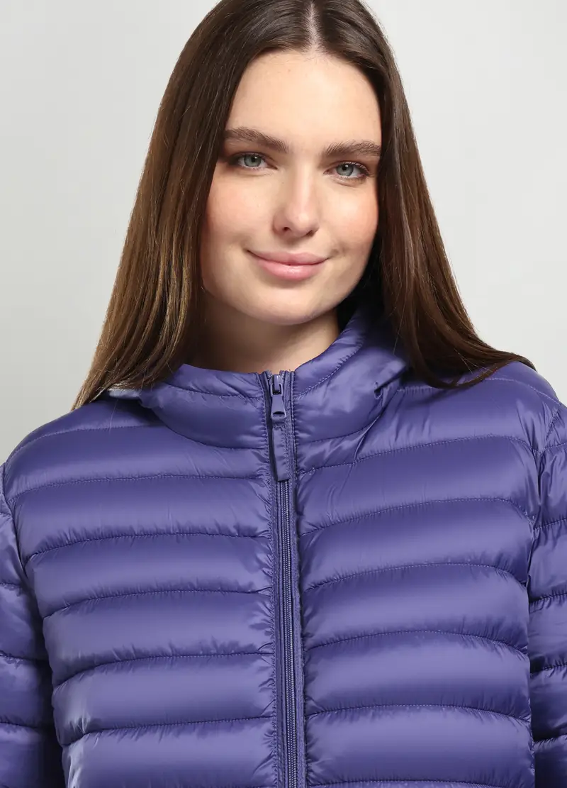 Giubbino Imbottito Con Cappuccio Donna Curvy, Viola lavanda miniatura 3