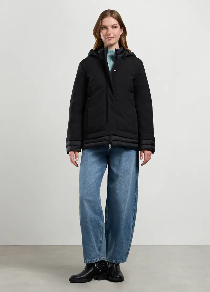 Giubbino Imbottito Con Cappuccio Donna, Nero