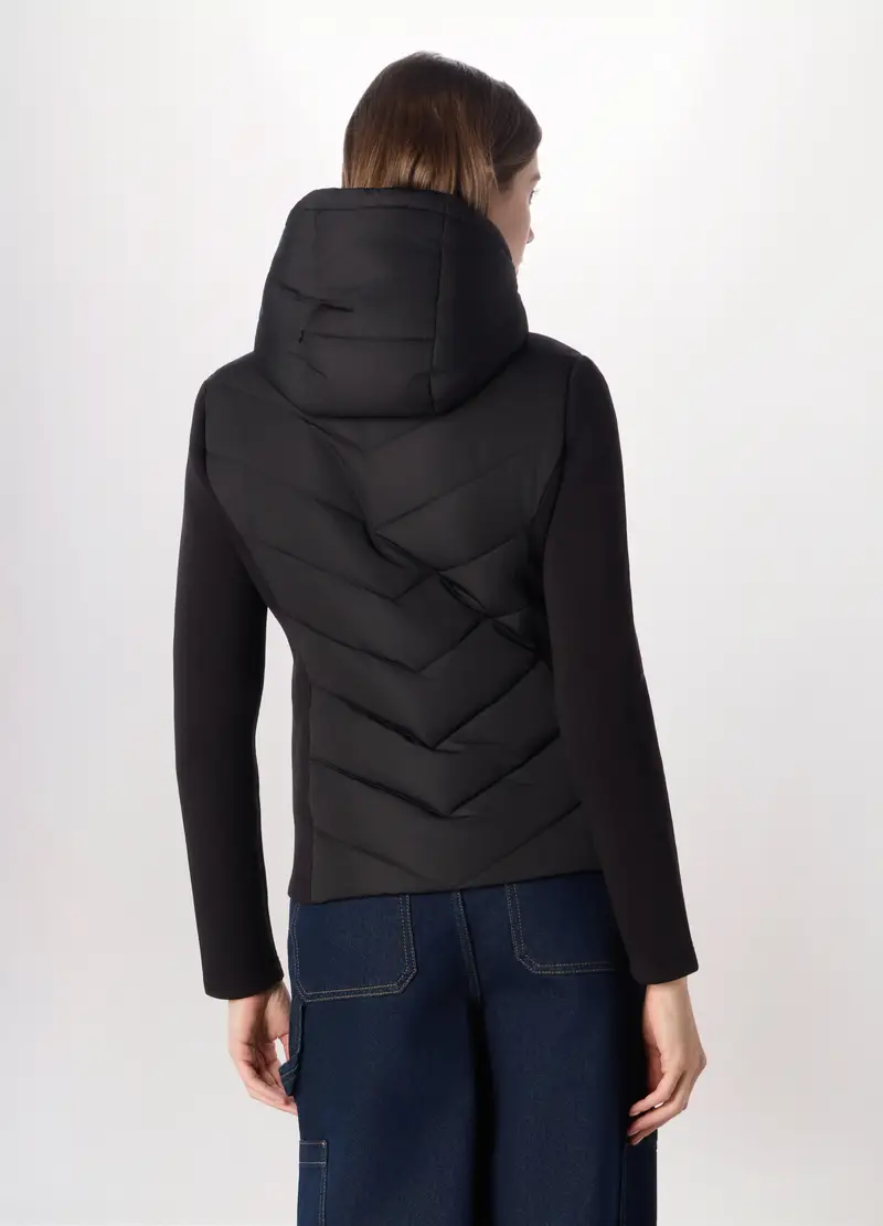 Giubbino Imbottito Con Cappuccio Donna, Nero miniatura 2