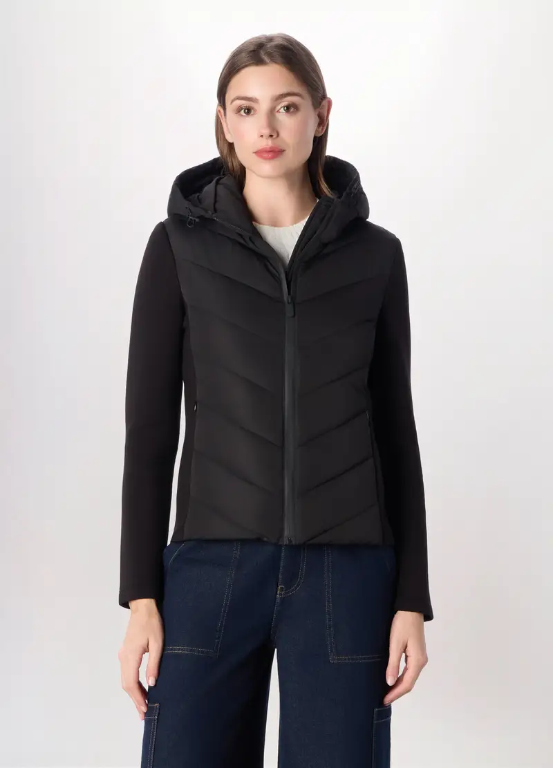 Giubbino Imbottito Con Cappuccio Donna, Nero