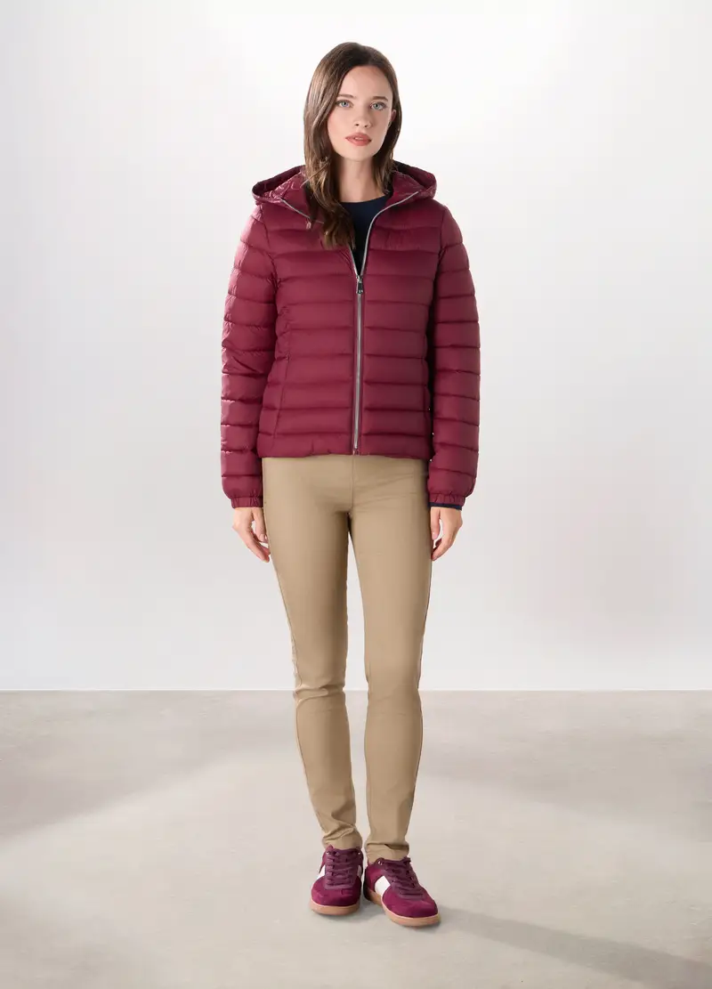 Giubbino Imbottito Con Cappuccio Donna, Rosso scuro