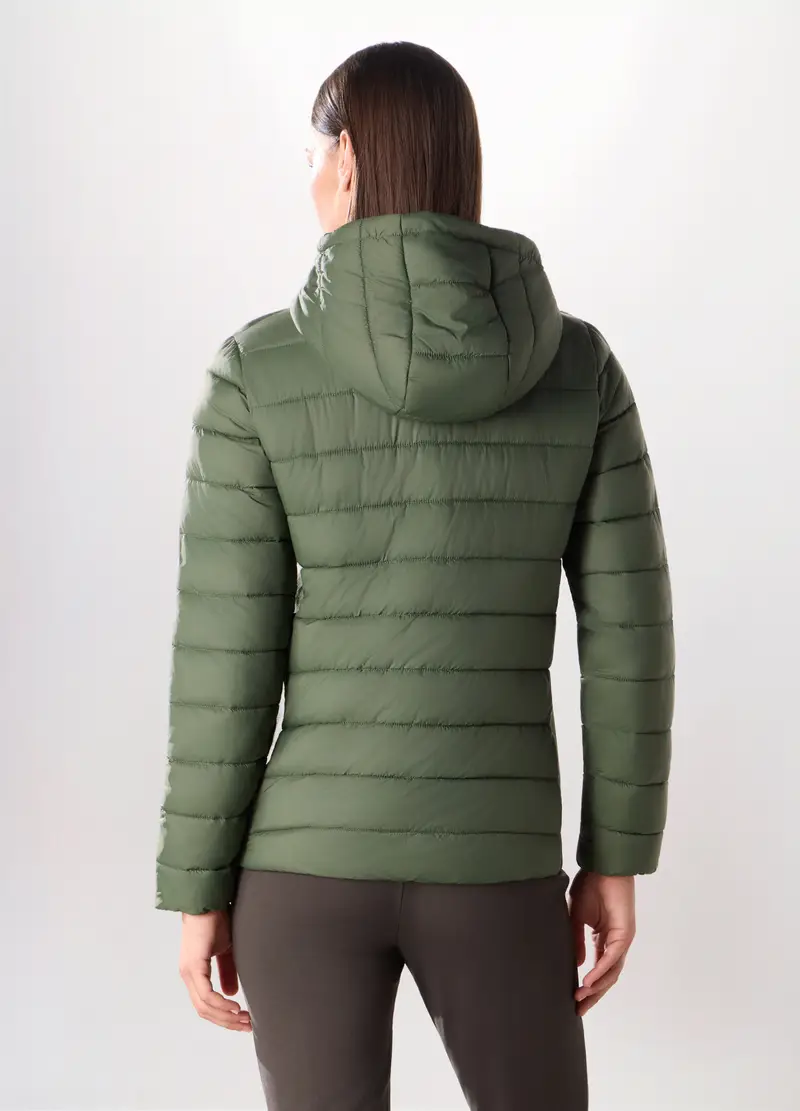 Giubbino Imbottito Con Cappuccio Donna, Verde scuro miniatura 2