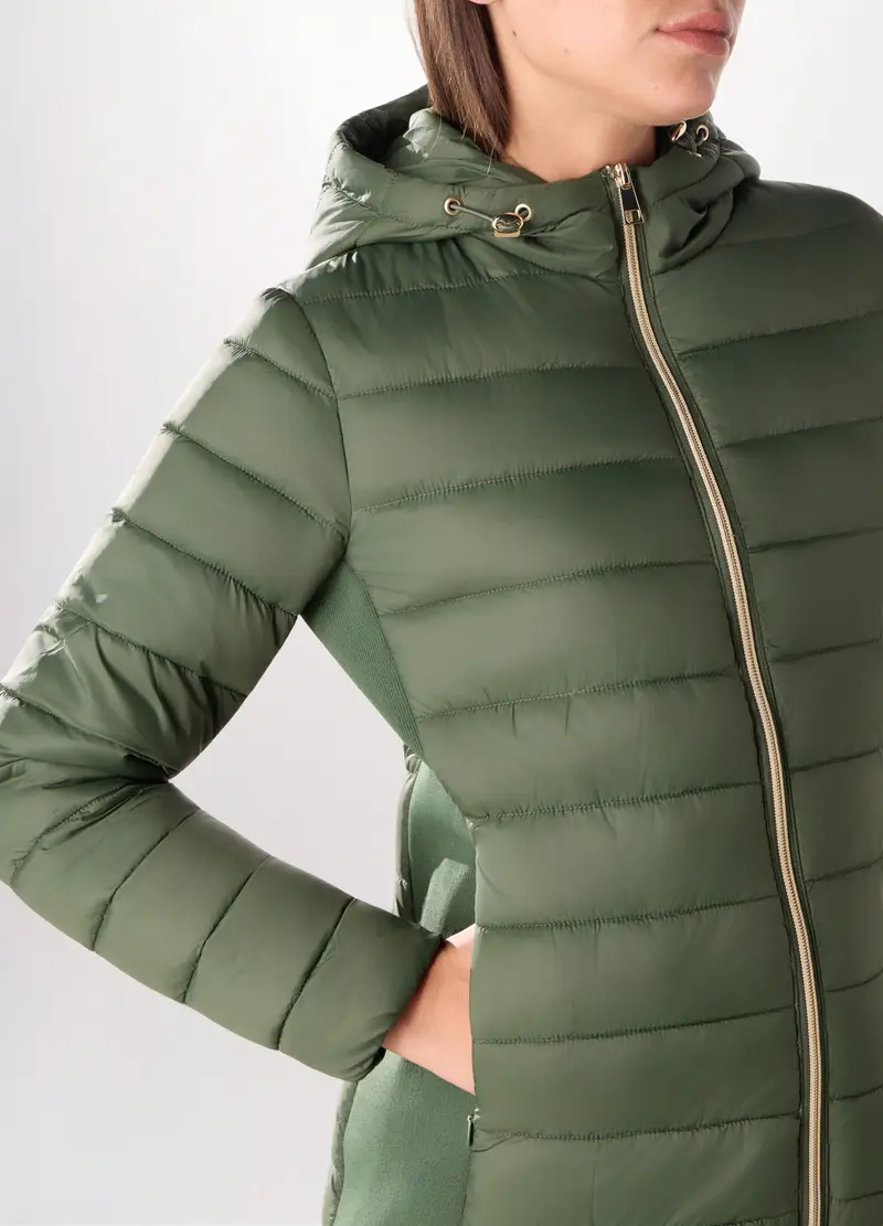 Giubbino Imbottito Con Cappuccio Donna, Verde scuro miniatura 3