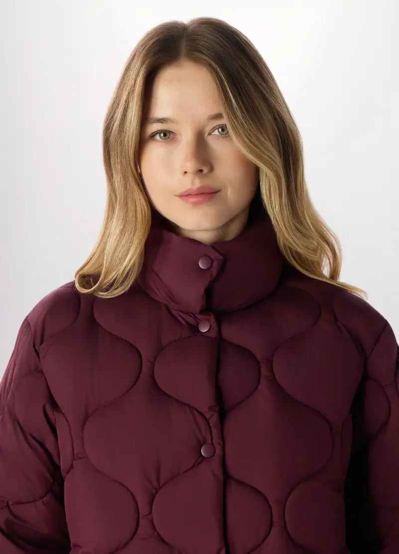 Giubbino Imbottito Donna, Rosso scuro miniatura 3