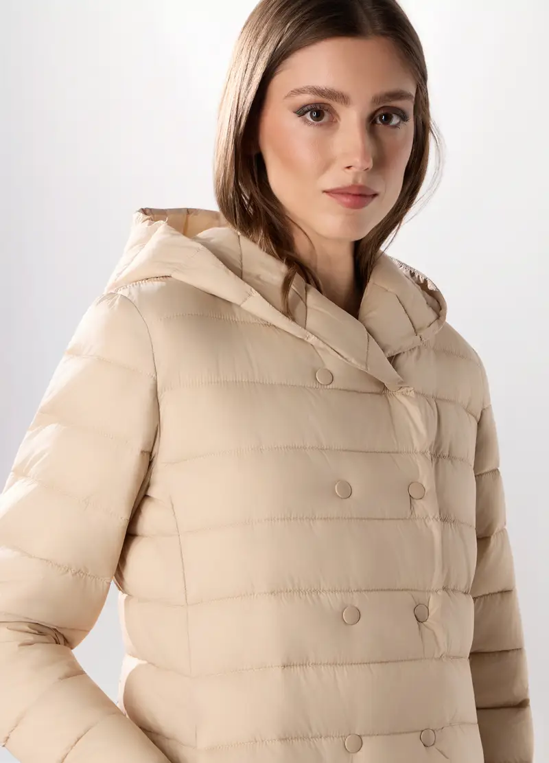 Giubbino Imbottito Doppiopetto Donna, Bianco/Beige miniatura 3
