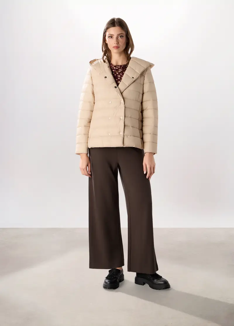 Giubbino Imbottito Doppiopetto Donna, Bianco/Beige