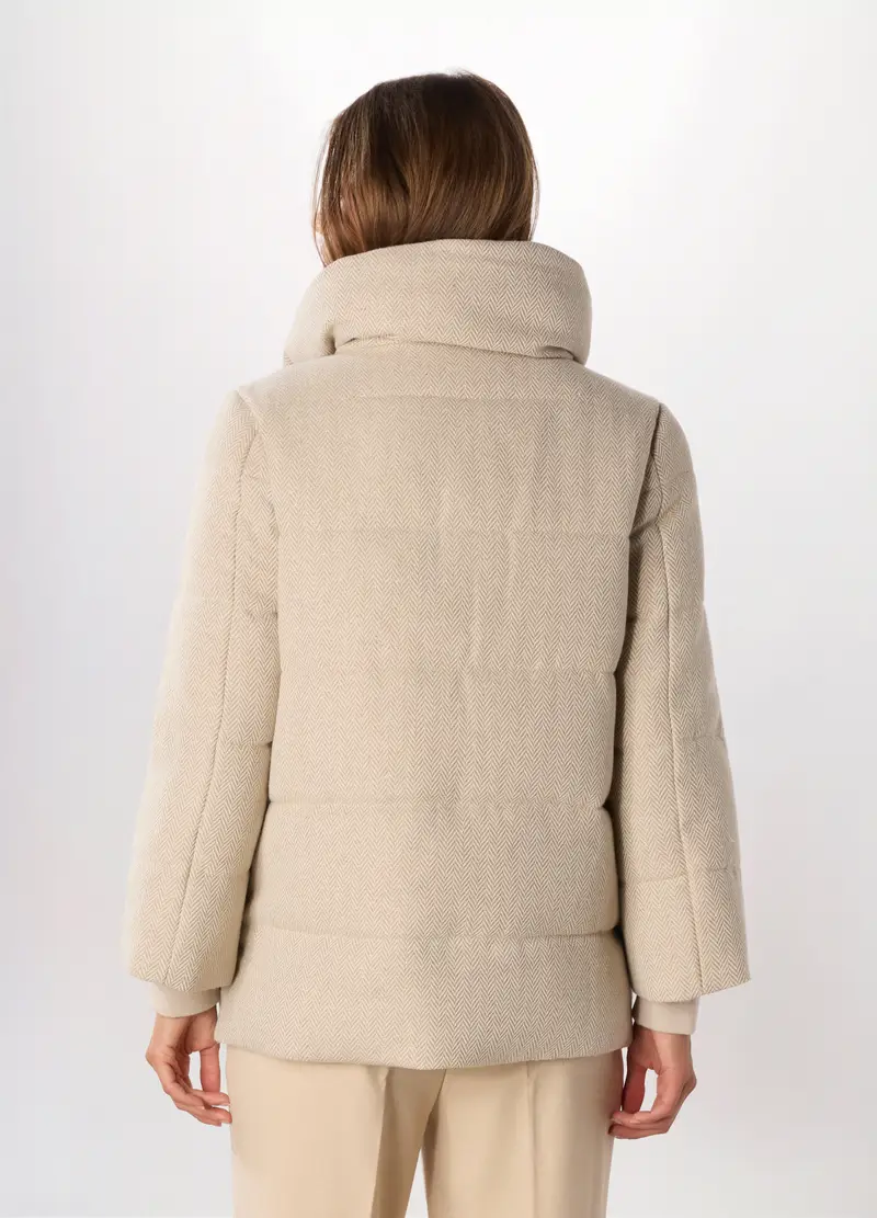 Giubbino Imbottito Jacquard Donna, Beige chiaro miniatura 2
