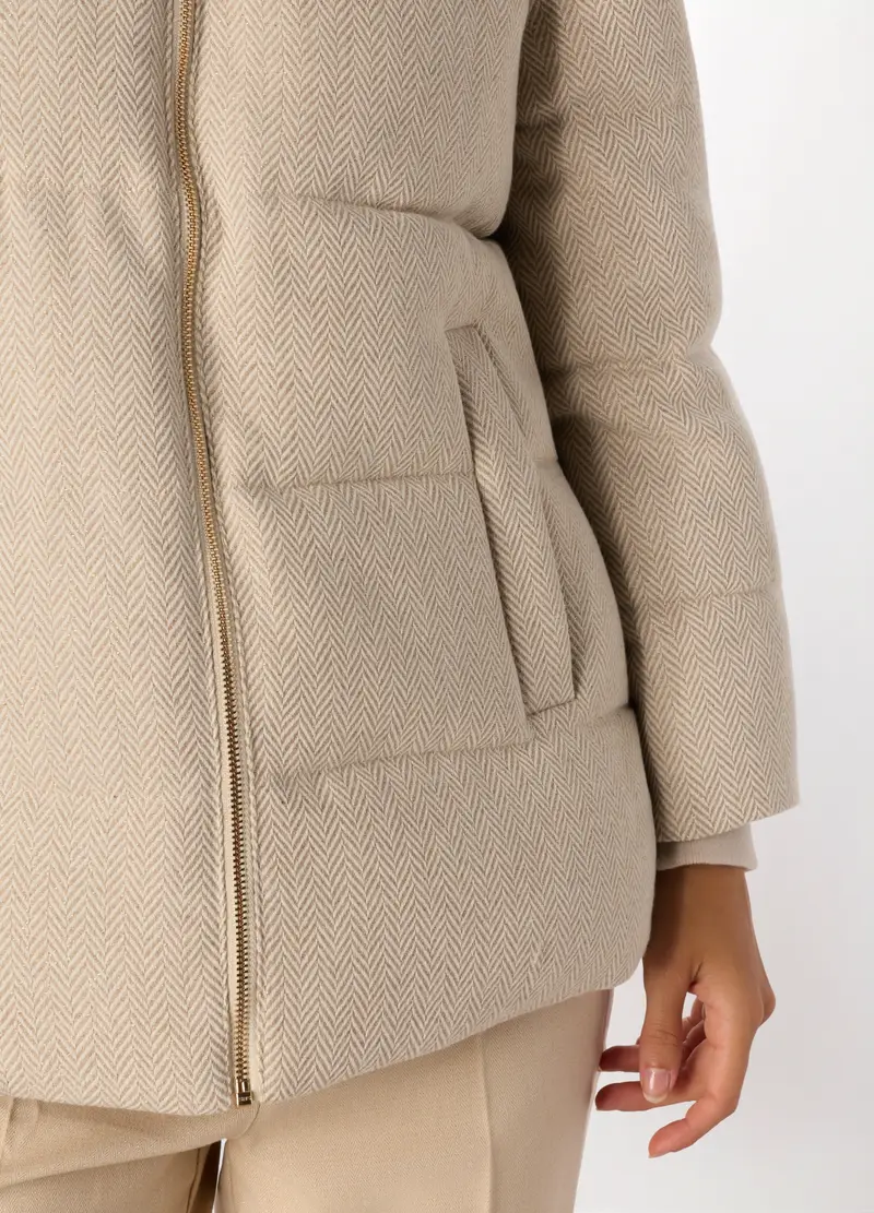 Giubbino Imbottito Jacquard Donna, Beige chiaro miniatura 3