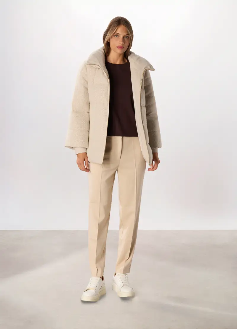 Giubbino Imbottito Jacquard Donna, Beige chiaro