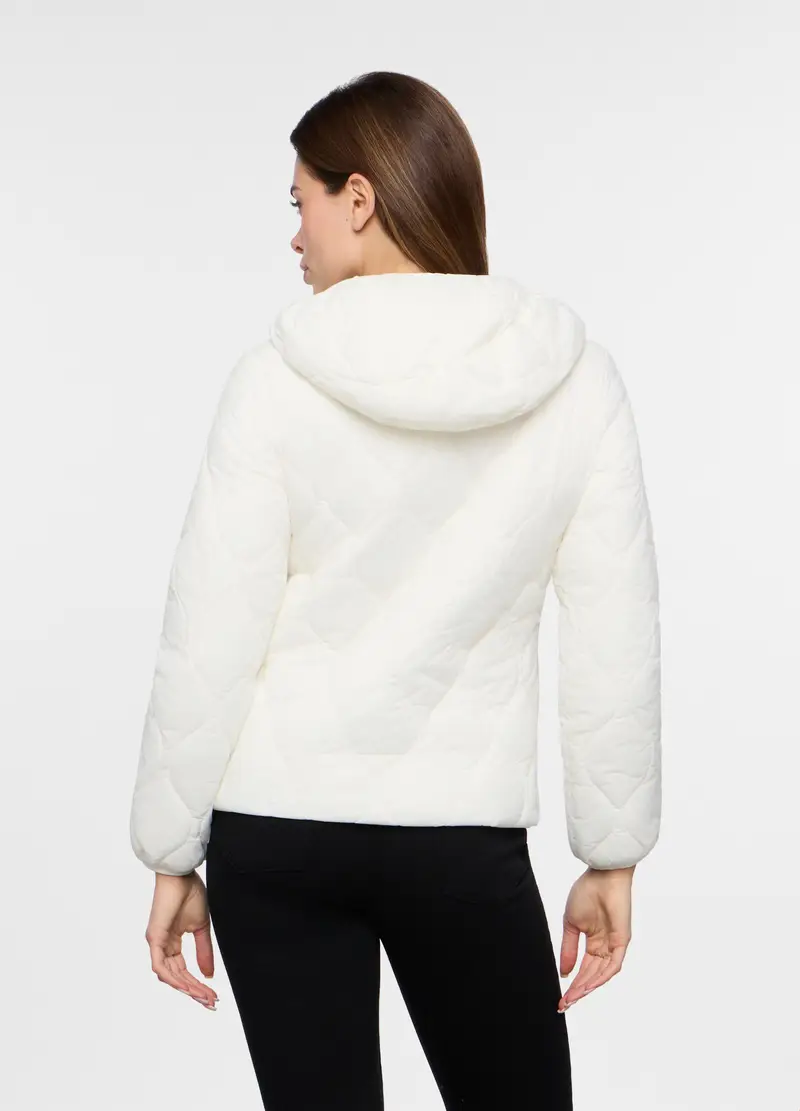 Giubbino Imbottito Trapuntato Donna, Bianco panna miniatura 2