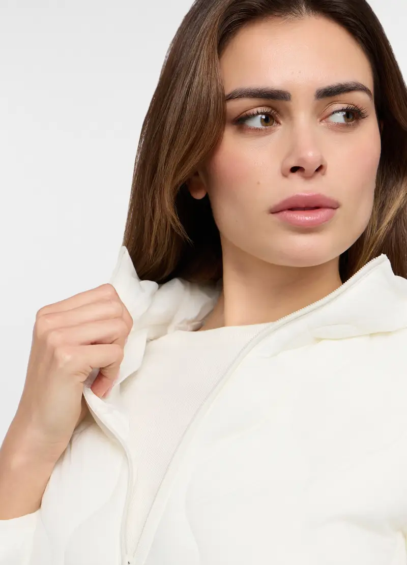 Giubbino Imbottito Trapuntato Donna, Bianco panna miniatura 3