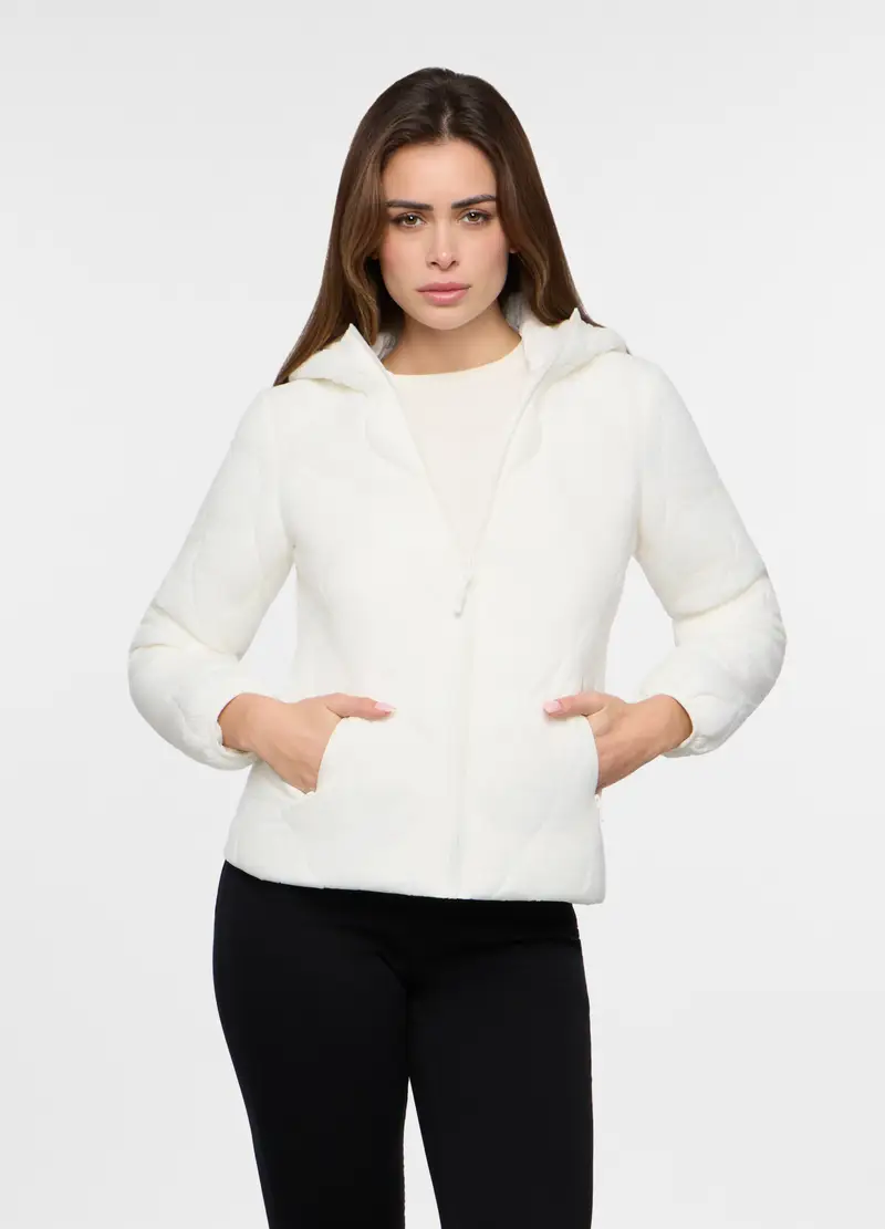 Giubbino Imbottito Trapuntato Donna, Bianco panna