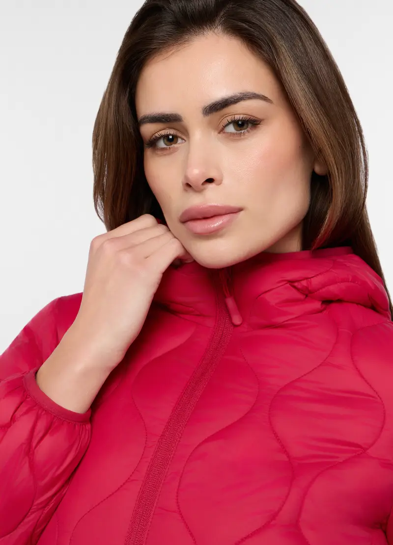 Giubbino Imbottito Trapuntato Donna, Rosso aragosta miniatura 3