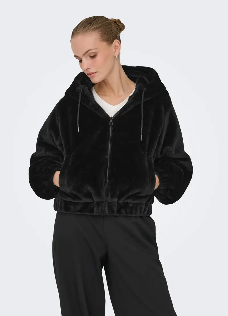 Giubbino In Eco Fur Donna, Unisex, Nero