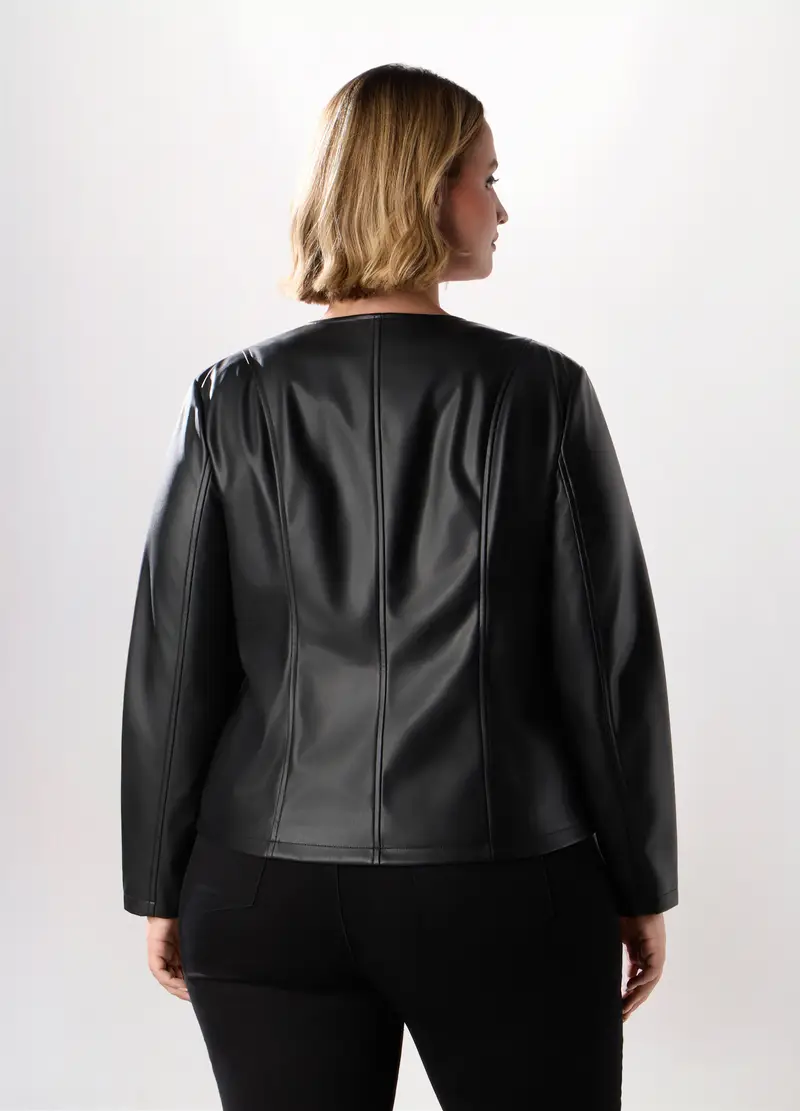 Giubbino In Ecopelle Donna Curvy, Nero miniatura 2