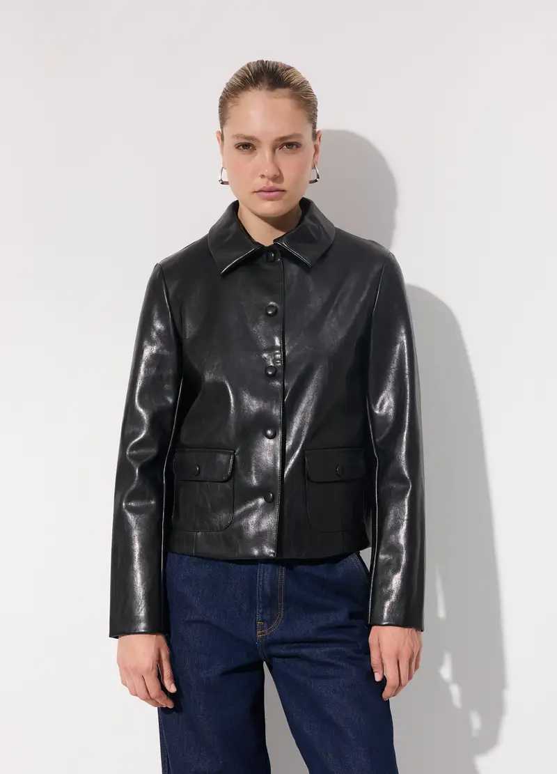 Giubbino In Ecopelle Donna, Unisex, Nero miniatura 2