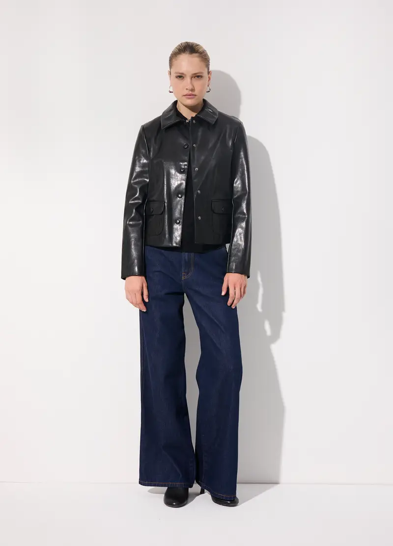 Giubbino In Ecopelle Donna, Unisex, Nero