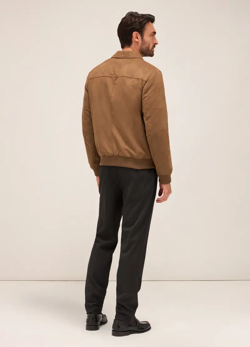 Giubbino In Ecopelle Scamosciata Uomo, Marrone antilope miniatura 2