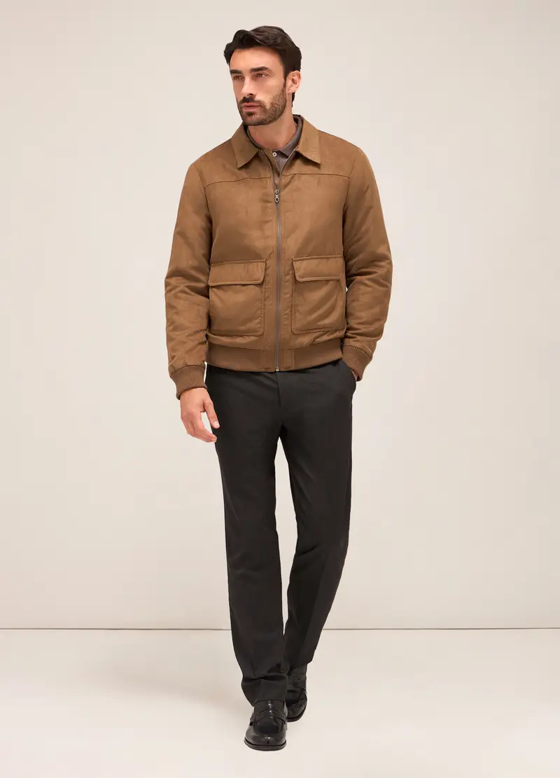 Giubbino In Ecopelle Scamosciata Uomo, Marrone antilope