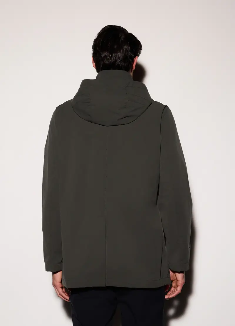 Giubbino In Tessuto Tecnico Con Cappuccio Uomo, Verde antracite miniatura 2