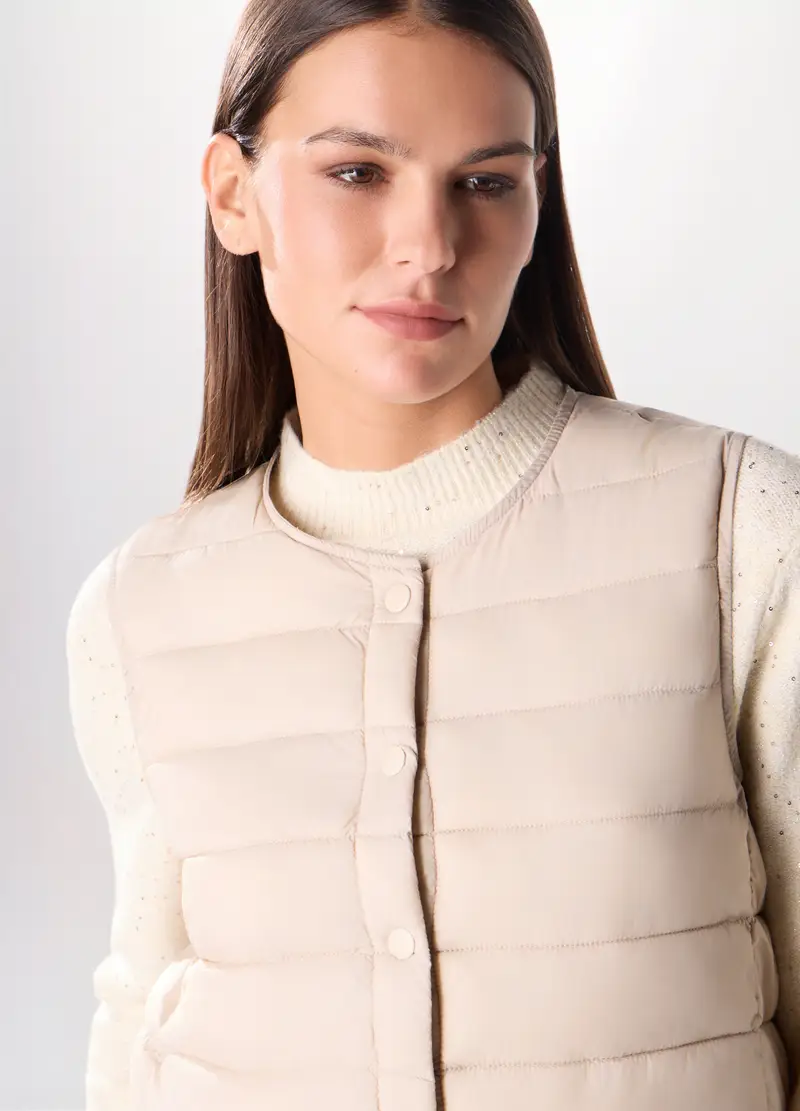 Giubbino Smanicato Donna, Bianco panna miniatura 3