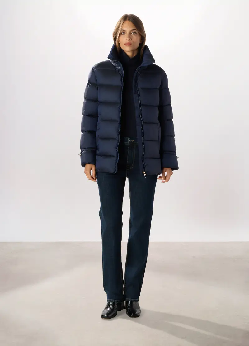 Giubbotto Imbottito A Collo Alto Donna, Blu navy