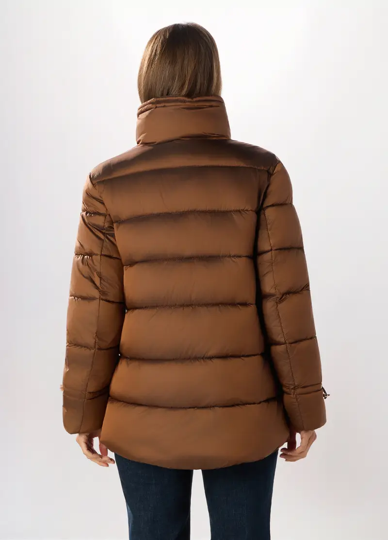 Giubbotto Imbottito A Collo Alto Donna, Marrone scuro miniatura 2