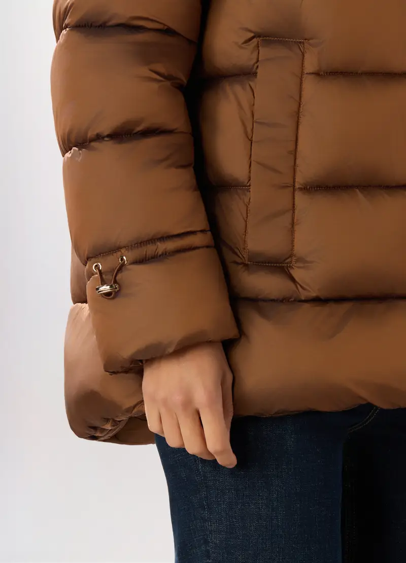 Giubbotto Imbottito A Collo Alto Donna, Marrone scuro miniatura 3