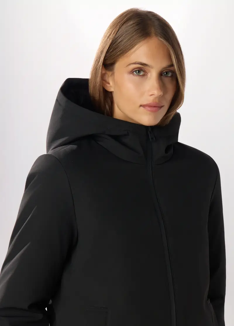 Giubbotto Imbottito A Collo Alto Donna, Nero miniatura 3