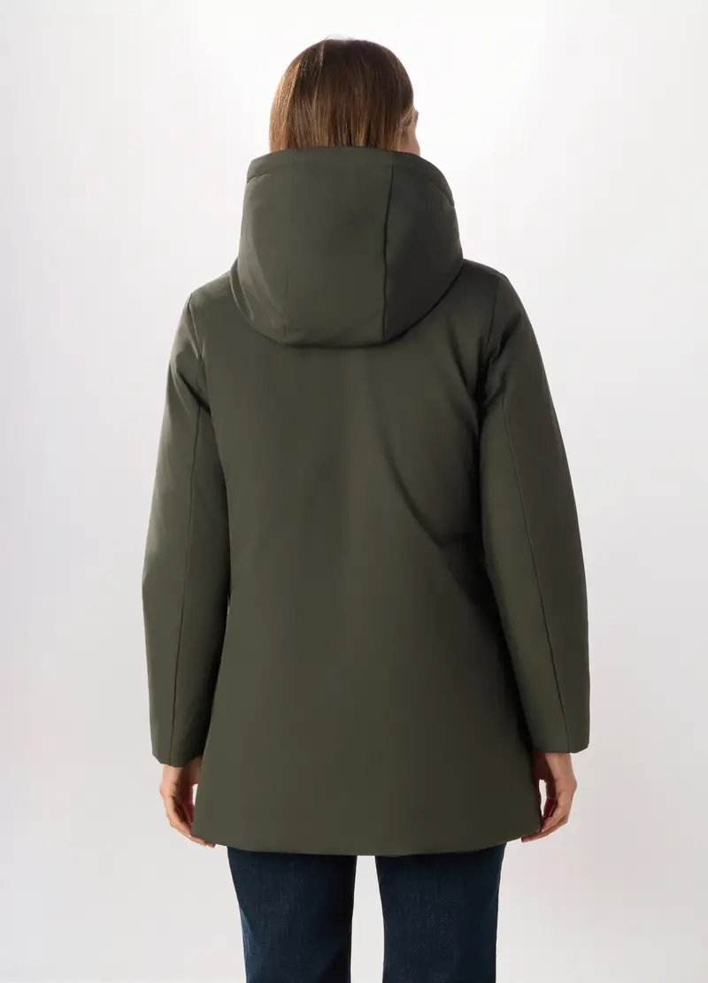 Giubbotto Imbottito A Collo Alto Donna, Verde scuro miniatura 2