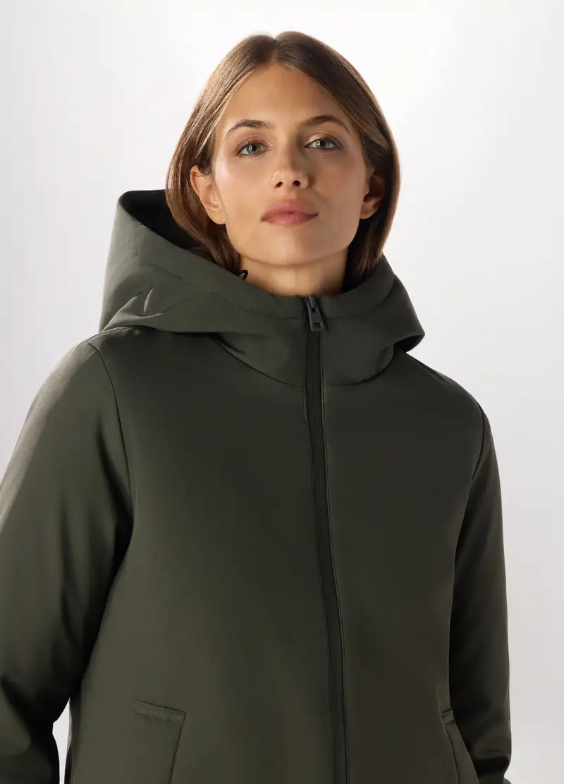 Giubbotto Imbottito A Collo Alto Donna, Verde scuro miniatura 3