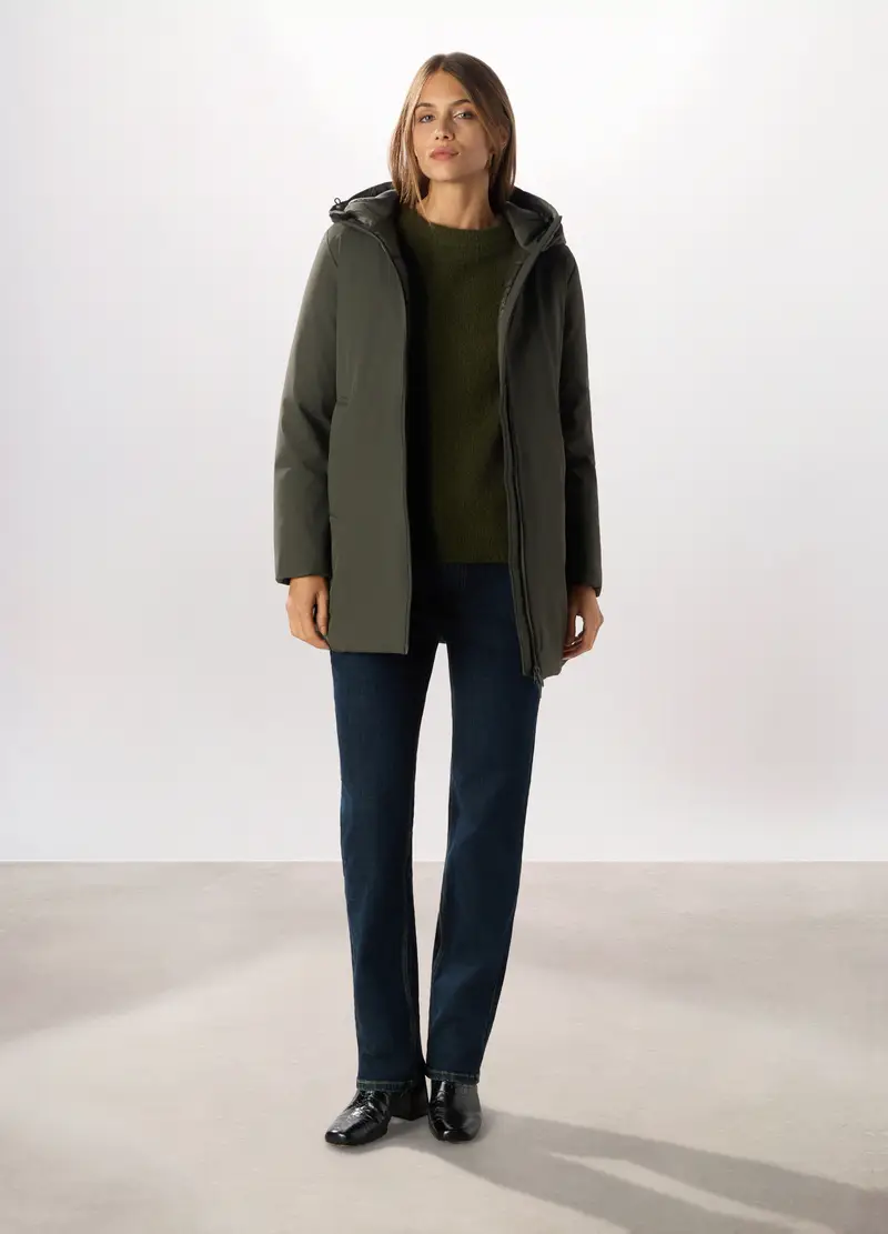 Giubbotto Imbottito A Collo Alto Donna, Verde scuro