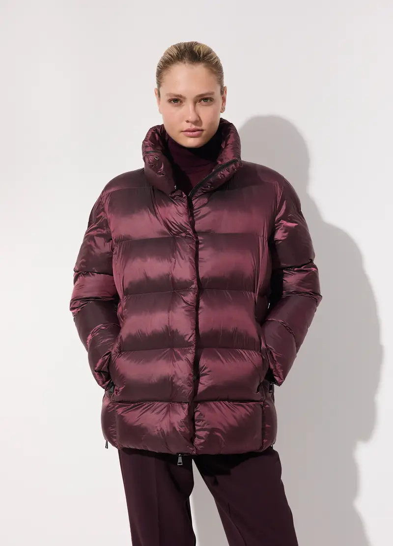 Giubbotto Imbottito Effetto Laminato Donna, Unisex, Rosso scuro miniatura 2