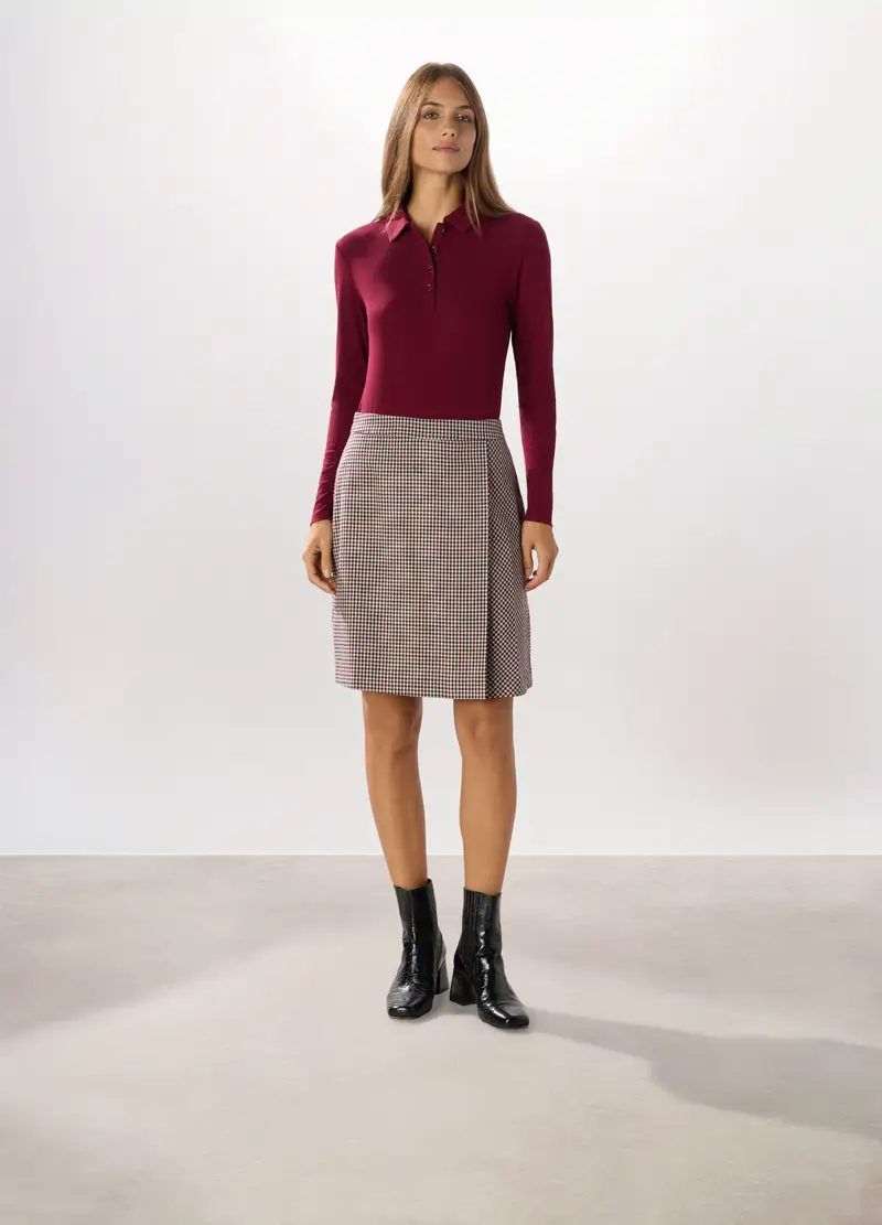 Gonna A Portafoglio Jacquard Donna, Blu/rosso