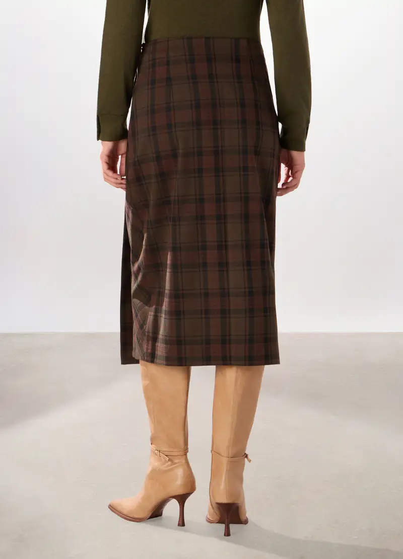 Gonna A Portafoglio Lunga Misto Viscosa Donna, Marrone scuro miniatura 2