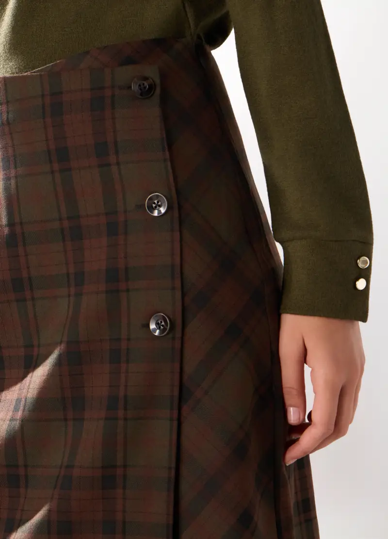 Gonna A Portafoglio Lunga Misto Viscosa Donna, Marrone scuro miniatura 3