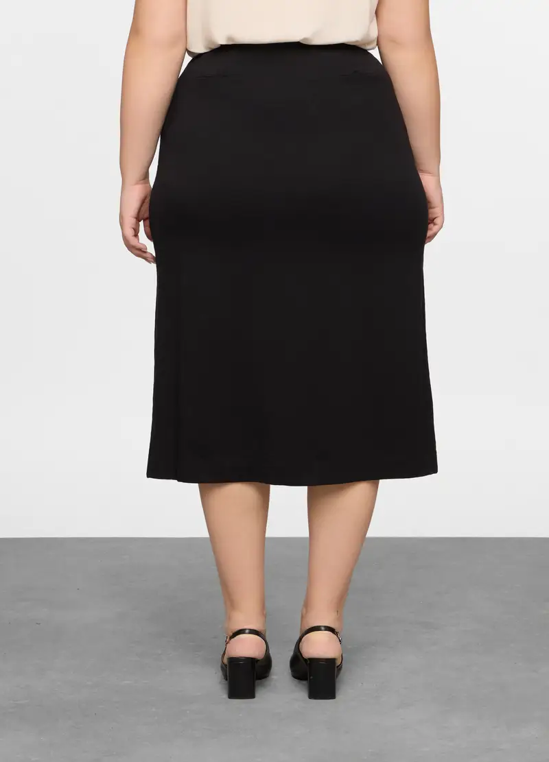 Gonna A Tubino In Jersey Di Cotone Stretch Donna Curvy, Nero miniatura 2